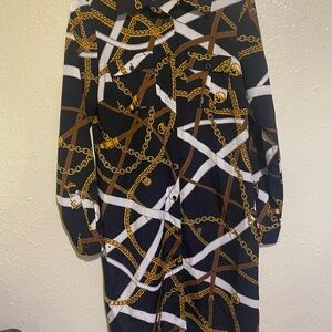 Michael Kors Black Long Sleeve Shirt Dress